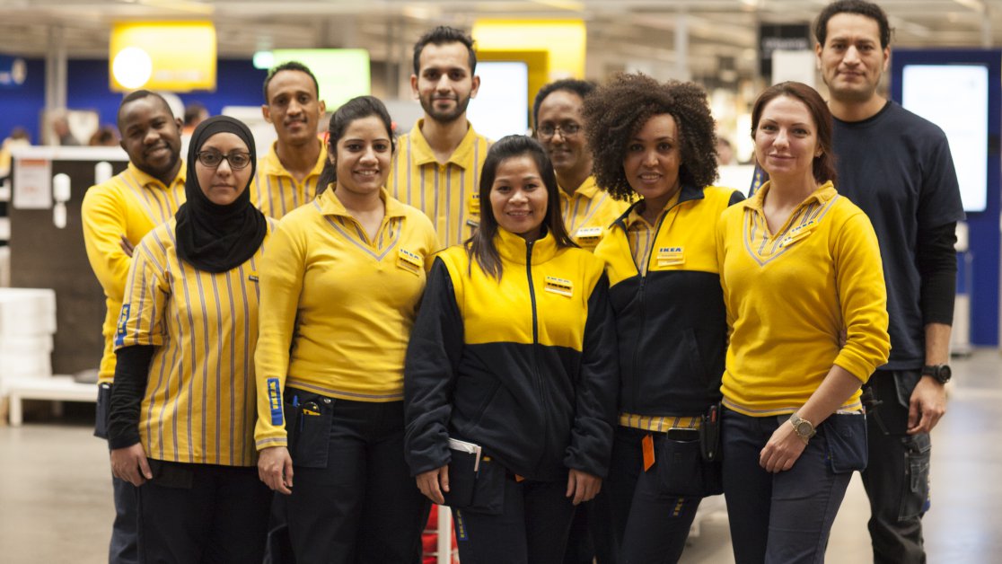 A group of employees in the IKEA store.