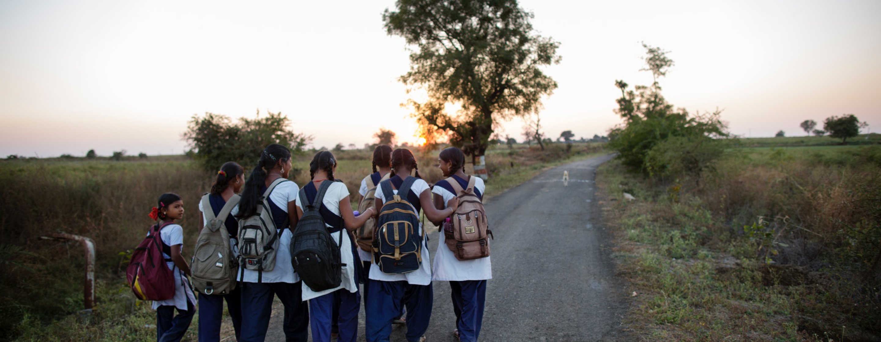 A group of schoolgirls on their way to school.